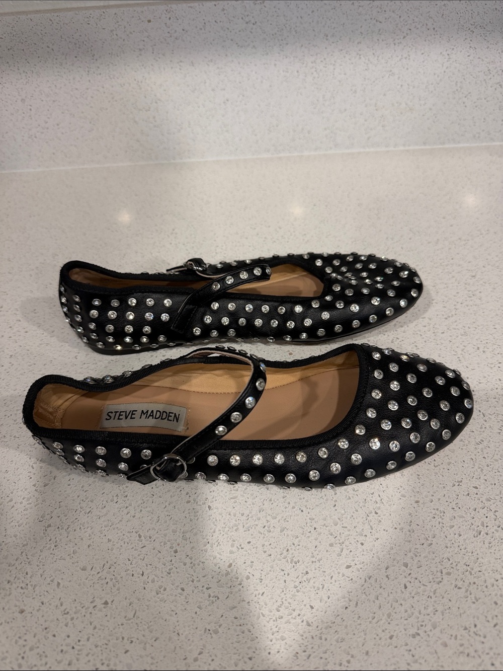 Steve Madden Black Studded Mary Jane Flats